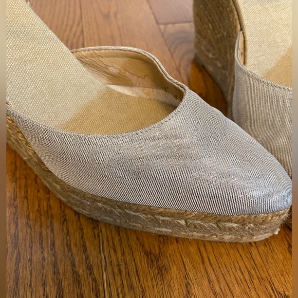 Castaner Spain wedge-heeled espadrilles gold rattan ankle strap Sandals  37 - Picture 3 of 11